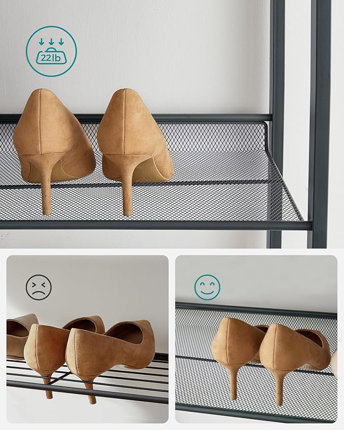 SONGMICS Shoe Rack, 12-Tier Shoe Organizer, Metal Rack for Garage, Set of 2, 6-Tier Stackable Shelf, with Adjustable Flat or Angled Shelves, Holds 48-60 Pairs, Bronze ULMR12A