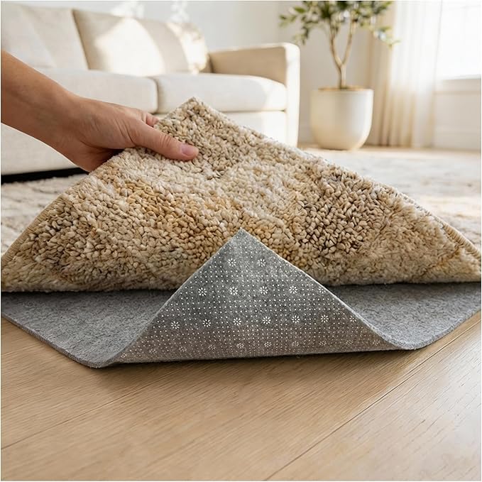 Felt Rug Pad with Gripper Dots, 2x3 Ft Non-Slip Rug Underpad with PVC Backing, 1/6" Thick Cushioned Carpet Pad Gripper for Hardwood Floors, Vinyl & Tile, Under Rug Padding Floor Protection