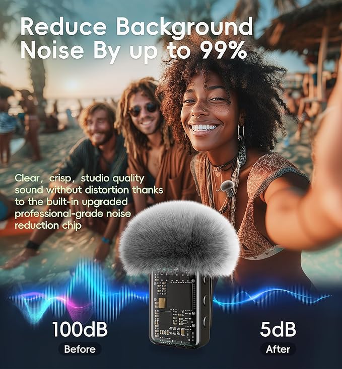 Microphone for iPhone with Charging Case Mini Microphone Wireless Lavalier USB C Lapel Mic Clip on Mic for iPhone, iPad, Android for Video Recording, Vlog, YouTube, TikTok