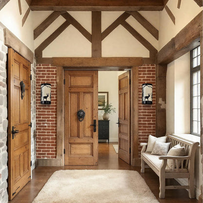 Wall Sconces Set of Two,Deer Cream White Parchment Rustic Wall Sconces,Farmhouse Black Sconce Light,Industrial Metal Indoor Wall Light Fixtures,Wall Lamps for Bedroom,Living Room,Hallway