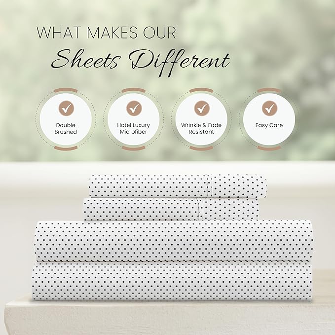 Linen Market Double-Brushed Patterned Microfiber California King Sheet Set 4 Piece – Oeko-TEX Certified Ultra Soft & Wrinkle-Free - 16" Deep Pocket Sheets Easy Care Cal-King Size - Stippled Gray