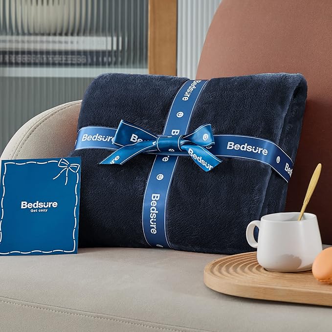 Bedsure GentleSoft Navy Blue Fleece Blankets King Size - Bed Blanket Soft Lightweight Plush Cozy Fuzzy Luxury Microfiber, 108x90 inches