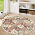 Lahome Moroccan Trellis Washable Round Area Rug, Round Rug 5ft Soft Non-Slip, Non-Shedding Distressed Circle Carpet for Bedroom Living Room Bathroom Nursery Kitchen, Orange/Terracotta