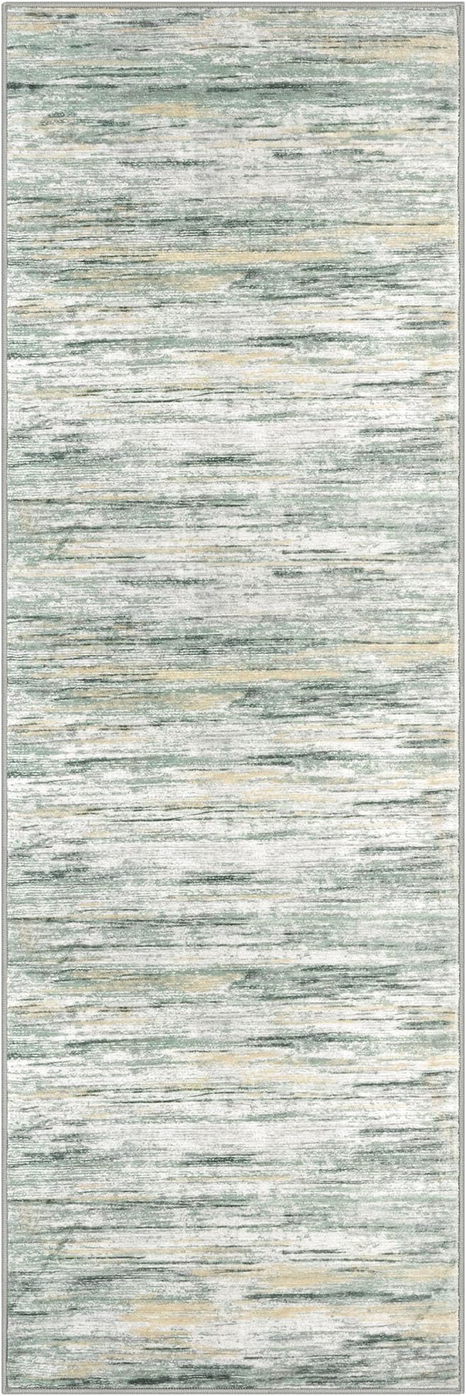2x6 Modern Abstract Runner Rug for Hallways, Green Yellow Super Soft Hallway Decor Kitchen Rugs with Non-Slip, Non-Shedding Washable Rug for Entryway Bedroom Indoor