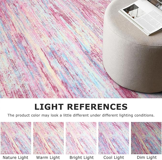 2x6 Modern Abstract Runner Rug for Hallways, Pink Colorful Super Soft Hallway Decor Kitchen Rugs with Non-Slip, Non-Shedding Washable Rug for Entryway Bedroom Indoor