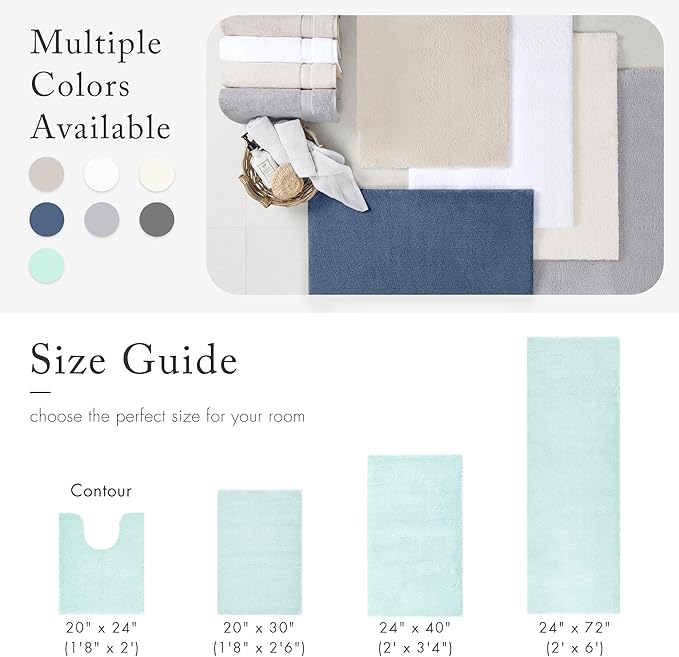 Madison Park Signature Marshmallow Bathroom Rug Non Slip, Luxrurious Plush Bath Mat, Absorbent, Quick Dry, Spa Design Bath Room Décor, 24x40, Seafoam