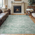 jinchan 6x9 Machine Washable Area Rugs for Living Room – Vintage Floral Soft Stain Resistant Low Pile Rug, Non Slip Ultra-Thin Carpet for Bedroom, Dining Room, Home Office, Nursery (6'x9', Green)