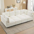 116'' Modular Sectional Cloud Sofa Bed, 8-Seater Convertible Sofa Couch with Ottoman, Modern Deep Seat Sleeper Sofa for Living Room, Chenille Beige