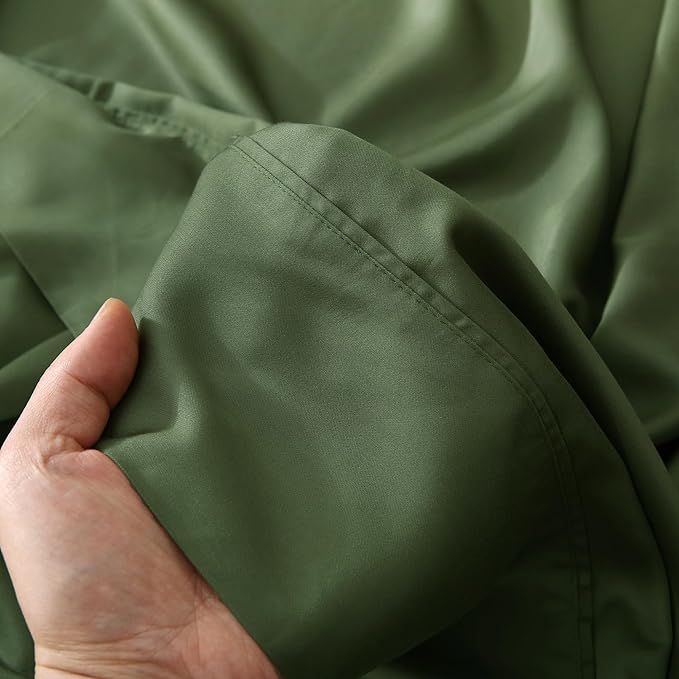 Linen World King Size 400TC Cooling Bed Sheet Set - 100% Organically Grown Viscose Sheets, Silky Soft & Breathable, Deep Pocket Fits Up to 16", 4-Piece Sheets with Pillowcases,Juniper Green