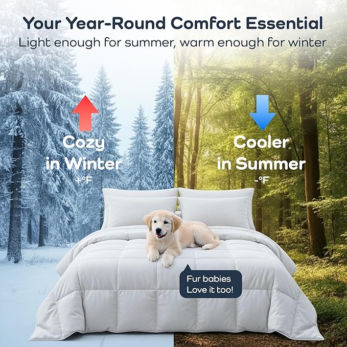 Olive + Crate 100% Cooling Bamboo Comforter from Viscose - California King Size - Hypoallergenic, Breathable & Moisture-Wicking Bedding - All Season Lightweight Plush Design - Organic Bamboo Comforter
