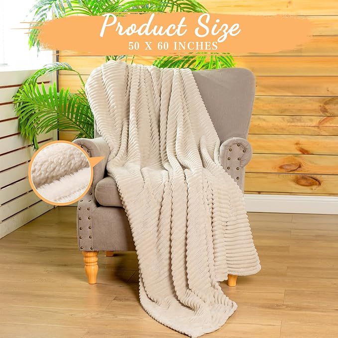 Buryeah 6 Pcs Flannel Throw Blanket Bulk 50 x 60 in Sleepover Blanket Outdoor Wedding Throw Lightweight, Oeko-tex Standard 100 Certified for Sofa Homeless Gifts (Beige)