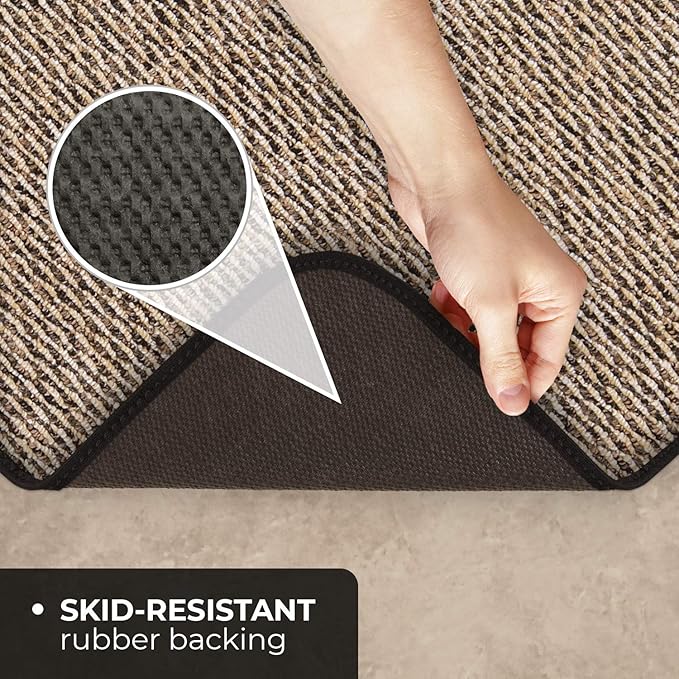 House, Home and More Skid-Resistant Carpet Indoor Area Rug Floor Mat - Black Ripple - 3 Ft X 3 Ft - Non Slip Rubber Backing, Stain Resistant, Dog Friendly, Living Room Bedroom Kitchen Entryway