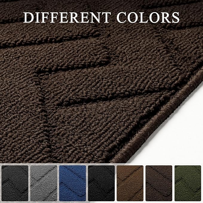 hicorfe Indoor Doormat,Front Back Door Mat Rubber Backing Non Slip Door Mats 24"x71" Absorbent Resist Dirt Entrance Doormat Inside Floor Mats for Entryway Washable Low-Profile(Coffee)