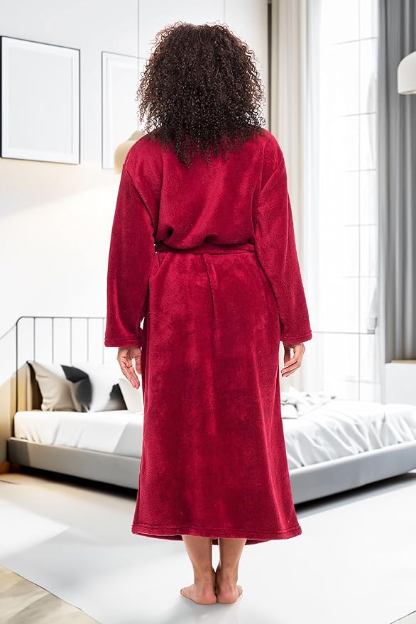 Alexander Del Rossa Plush Robe for Women, Long Fleece Winter Bath Robe, Plus Size