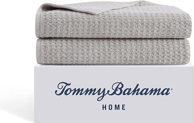 Tommy Bahama - Bath Towels, 100% Soft & Absorbent Cotton with Zero Twist Construction, Medium Weight Bathroom Towels (Northern Pacific Pelican Grey, 2 Piece)