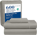 LANE LINEN 600 Thread Count 100% Cotton Twin Bed Sheets - Mercerized Cotton Sheets for Silky Smooth Finish, Twin Size Bed Set - Ultra Soft & Comfy Sateen Bedding Set, Machine Wash - Silver
