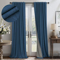 Navy Blue Curtains for Living Room 102 Inch Long 100 Percent Blackout Linen Look Viral Window Curtains for Bedroom Black Out Drapes for Nursery Bedroom Dorm 52x102 Length 2 Panels Midnight Royal Blue