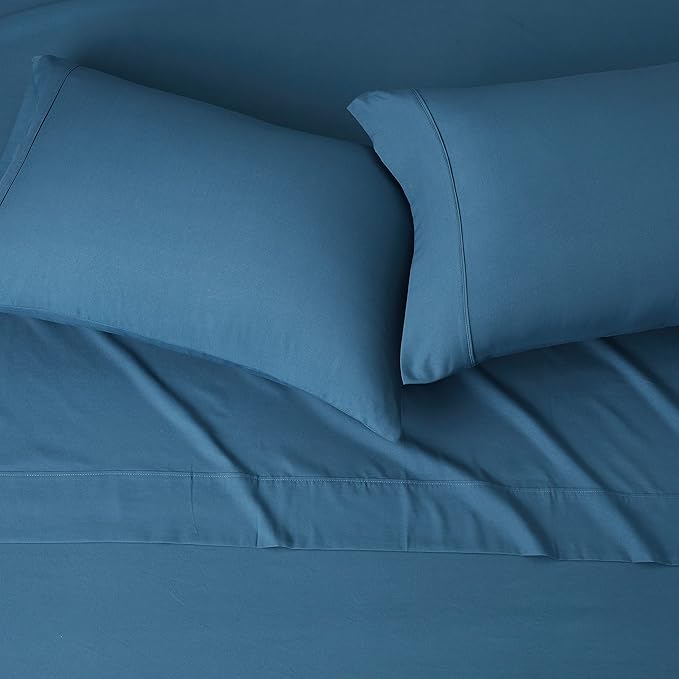 Amazon Basics Lightweight Super Soft Easy Care Microfiber 4-Piece Bed Sheet Set with 14-Inch Deep Pockets, Full, Dark Teal, Solid