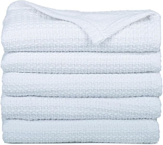 HILLFAIR 100% Cotton Blanket- 120" x 120" XXL Oversized King Bed Blankets - Family Size 10 ft x 10 ft Big - All Season Soft Cozy Breathable Blankets for Bed - Extra Large King Cotton Blanket- White