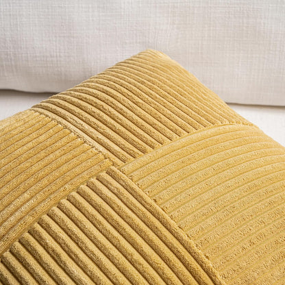 Fancy Homi 2 Packs Mustard Yellow Long Lumbar Decorative Throw Pillow Covers 12x24 Inch for Couch Bed, Rustic Farmhouse Boho Home Decor, Soft Striped Corduroy Rectangle Accent Cushion Case 30x60 cm