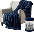 Brookstone Nap Plush Throw Blanket for Couch | Warm & Super Soft Blanket with Unmatched Heavy, Dense, and Ultra-Comfy Throw | Luxurious Drape, Cozying Up on a Sofa, Chair | Blue