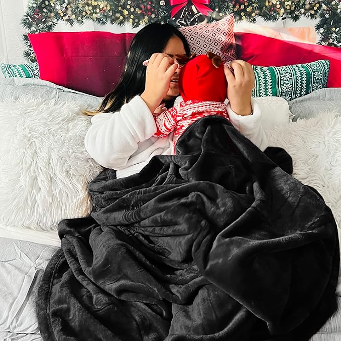 Bedsure GentleSoft Fleece Bed Blankets Large Size Black - Soft Lightweight Fuzzy Cozy Luxury Oversized King Blanket Microfiber, Room Home Decor Gifts for Women and Men, 120x120 inches