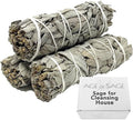 White Sage Smudge Sticks 4" Long - Burning Sage Bundle for Cleansing House, 3pk