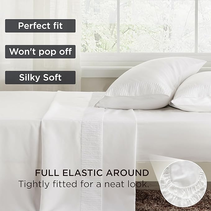 Bedsure King Size Sheets Set - 4 Pieces Soft King Sheets - Breathable & Cooling - Hotel Luxury - Easy Care Polyester Microfiber Bedding for Women, Men, White