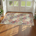 Lahome Washable Entryway Rug, 2x4 Kitchen Rugs for Entryway Bathroom, Non-Slip Indoor Door Mat Ultra-Thin, Small Oriental Throw Carpet for Bedroom Entry, Orange/Terracotta