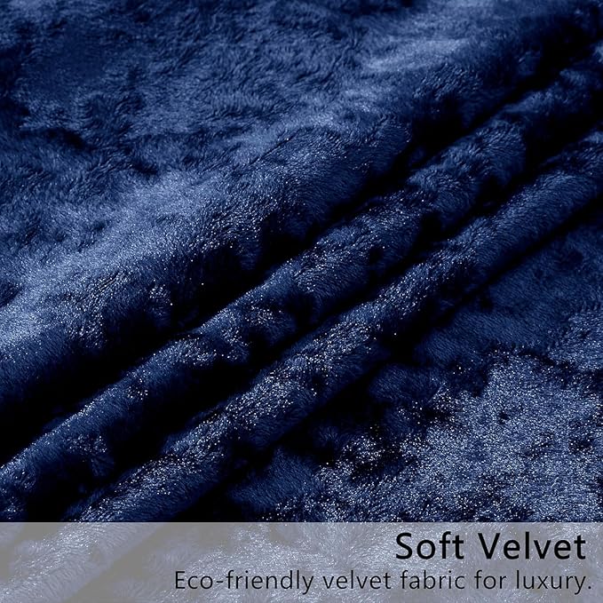 SMILETIME Navy Blue Crushed Velvet Curtains 52x84 inch Luxurious Thermal Insulated Soundproof Drapes for Living Room Bedroom Office Soft and Durable Light-Filtering Window Treatments, 2 Panels