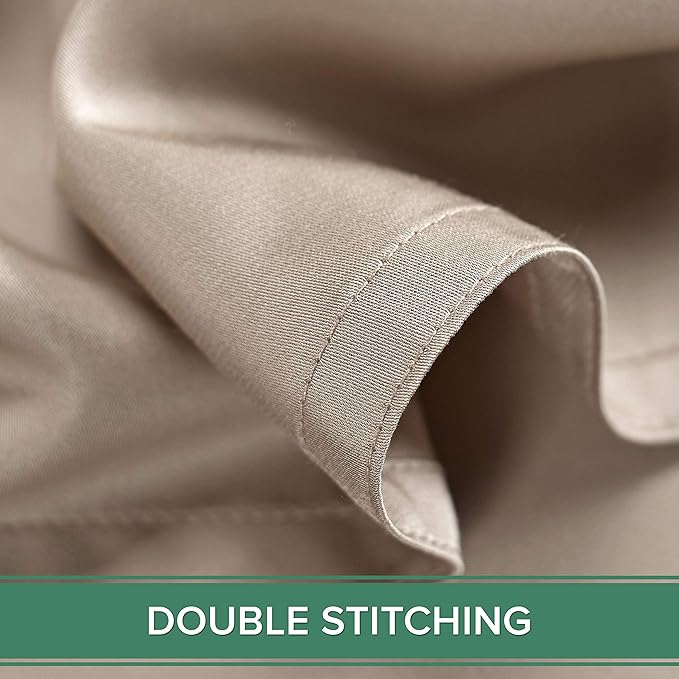 Pure Bamboo Queen Sheets, Genuine 100% Organic Viscose Derived from Bamboo Bed Sheet Set, Luxuriously Soft & Cooling, Double Stitching, 2 Year Quality Promise (Queen, Sand)