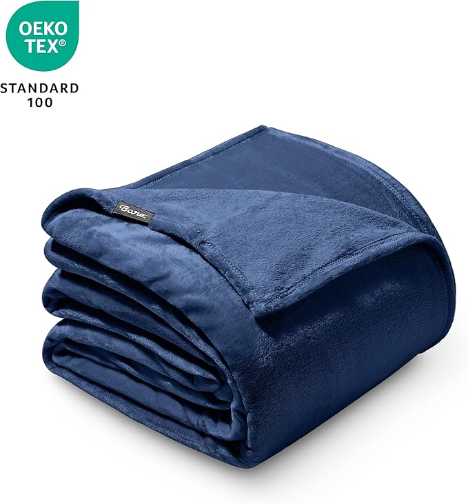 Bare Home Fleece Blanket - Giant Size - Ultra-Soft Lightweight for Bed, Sofa, and Couch - Luxury Microplush - Cozy Warm Blanket (Giant, Dark Blue)