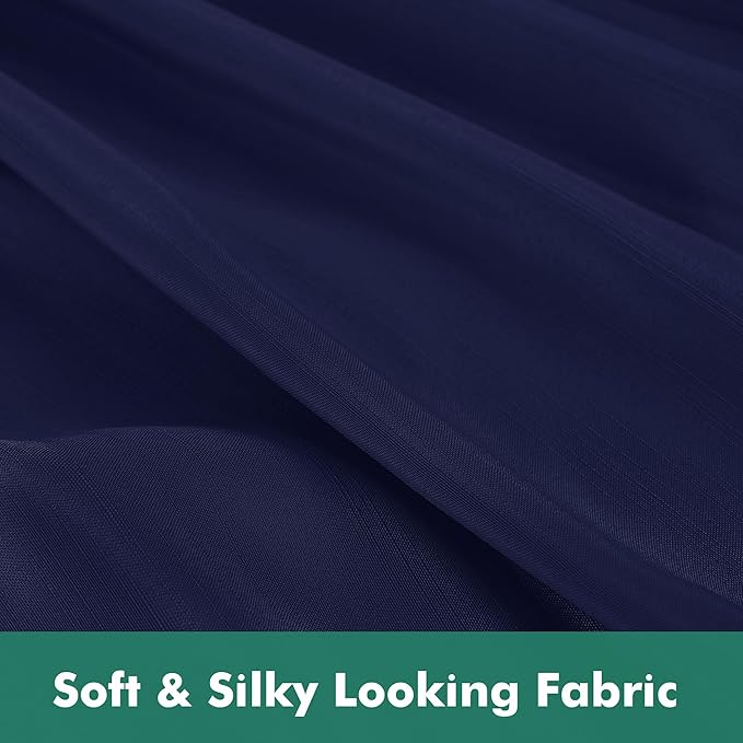 Biscaynebay Wrap Around Bed Skirts with Split Corners for King Beds 17" Drop, Navy Elastic Dust Ruffles Easy Fit Wrinkle & Fade Resistant Silky Luxurious Fabric Solid Machine Washable