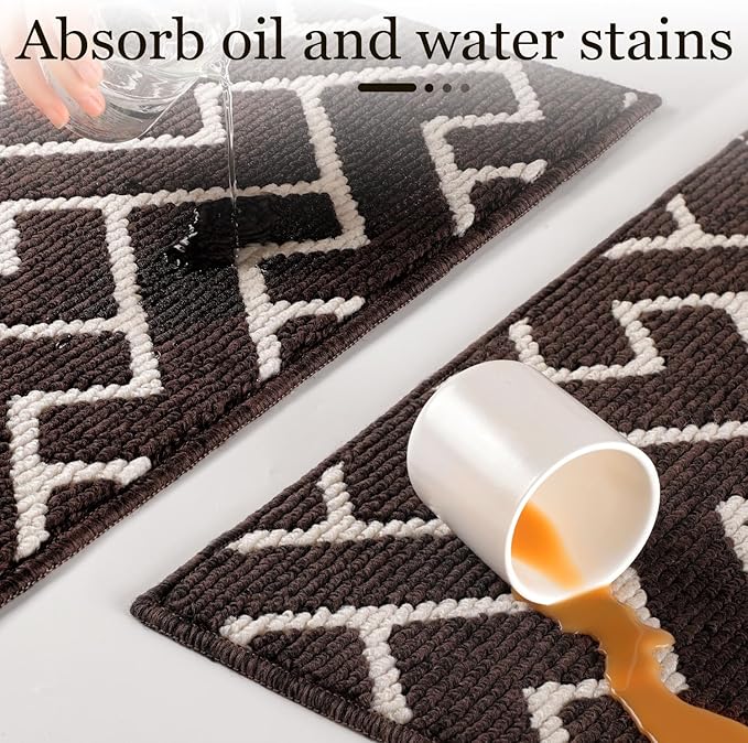 hicorfe Indoor Doormat,Front Back Door Mat Rubber Backing Non Slip Door Mats 24"x35" Absorbent Resist Dirt Entrance Doormat Inside Floor Mats for Entryway Washable Low-Profile(Light Brown)