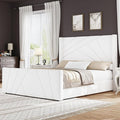 BarnFurin Queen Size Bed Frame, Velvet Upholstered Platform Bed with Geometric Tufted Headboard & Footboard, Wingback Design, Mattress Foundation with Wooden Slats, Cream White