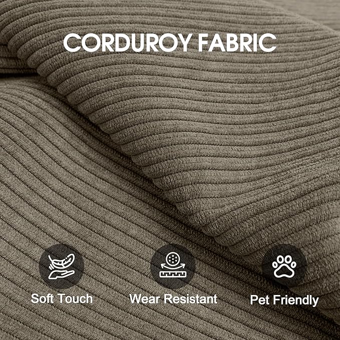 79" Convertible Sofa Bed with Fixed-Shape Frame, Corduroy Folding Pull Out Couch, No Assembly Modern Boneless Couch Compression Sofa in Box, Floor Sofa for Living Room,Camel