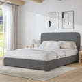 BarnFurin Queen Size Bed Frame, Boucle Upholstered Platform Bed Frame with Headboard, Modern Style, Soft Rounded Corners, No Box Spring Required, Easy Assembly, Dark Grey