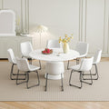 Dining Chairs Set of 8, 18 Inch Modern Armless Dining Chair with Back, Faux Leather Kitchen Dining Room Chair with Metal Legs for Home, Bistro Coffee Shops (White)