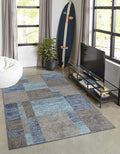 Unique Loom Autumn Collection Area Rug - Providence (7' 10" x 10' Rectangle, Blue Gray/ Light Brown)