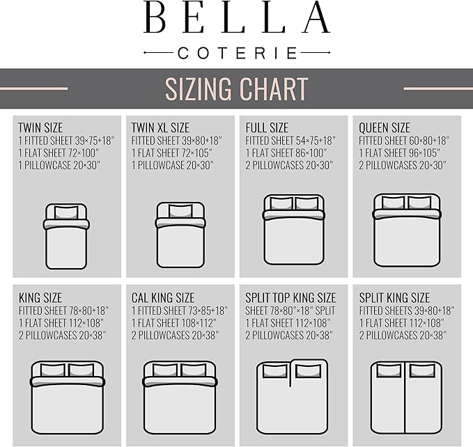 Bella Coterie Luxury Bamboo Viscose Twin Size Sheet Set | 100% Organically Grown | Ultra Soft | Cooling for Hot Sleepers | 18" Deep Pocket [Charcoal Grey]