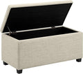 Amazon Basics Upholstered Storage Rectangular Ottoman and Entryway Bench, Polyester, Beige, 35.5"W x 16.5"D x 17"H