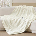 Bedsure Heated Blanket Throw Blanket - Fast Heating Electric Blanket, Soft Flannel Heated Throw with 4 Time Settings, 6 Heating Settings, Warm Gifts for Grandma (50x60 inches, Ivory)