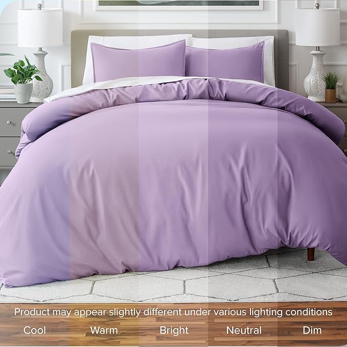 Bare Home Bedding Duvet Cover Extra Long Size - Premium 1800 Super Soft - Lightweight, Cooling Duvet Cover - Soft Breathable Bedding (Twin/Twin XL, Lavender)