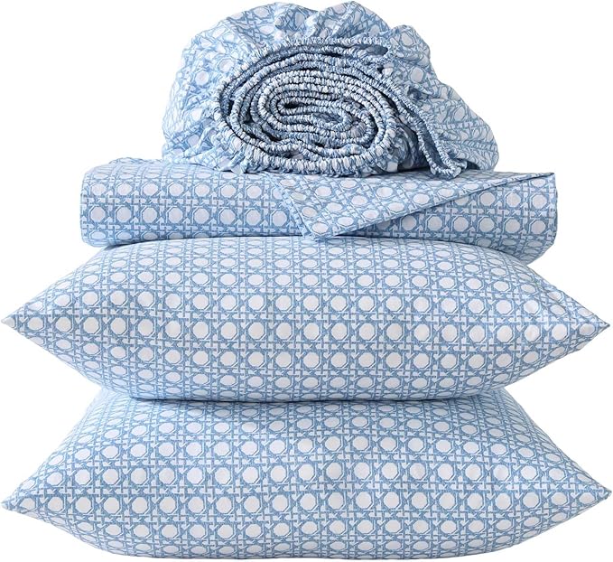 Tommy Bahama - Queen Bed Sheets, Crisp & Cool Cotton Percale Bedding with Matching Pillowcases, Lightweight Bed Set, Oeko-Tex Certified (Bahama Isle Blue)