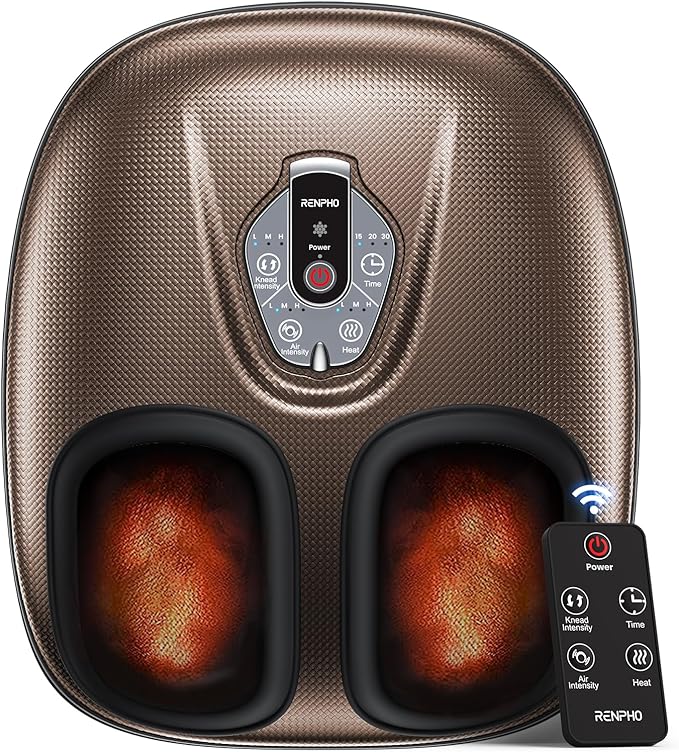 RENPHO Foot Massager Machine with Heat [2026 Upgraded], Shiatsu Foot Massager for Plantar Fasciitis, Christmas Gifts for Women, Cordless Control, Knead Away Fatigue, Soothe from Sole, BN