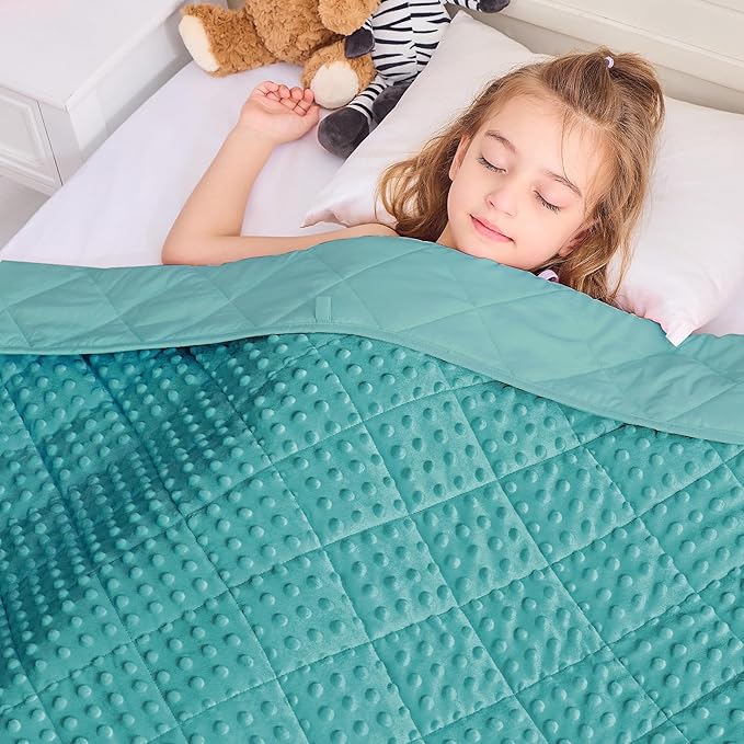 yescool Twin Size Weighted Blanket for Adults 12 Pounds Teal Cooling Weighted Heavy Blanket, Minky Throw Blankets Warm Weighted Comforter, Big Washable Thick Blankets Gift for 100-150lbs, 48 * 72in