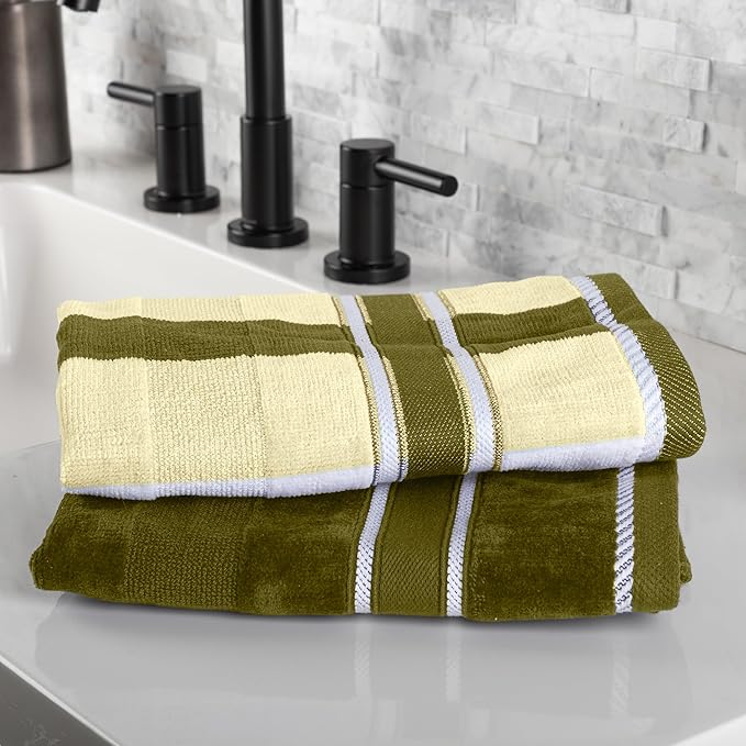 Lavish Home 6 Piece Bathroom Towels Set - 525 GSM 100% Cotton Bathroom Accessories - 2 Bath Sheets, 2 Hand Cloths , and 2 Wash Cloths - Soft Towel Set for Shower, Gym, Dorm, and Spa (Green)