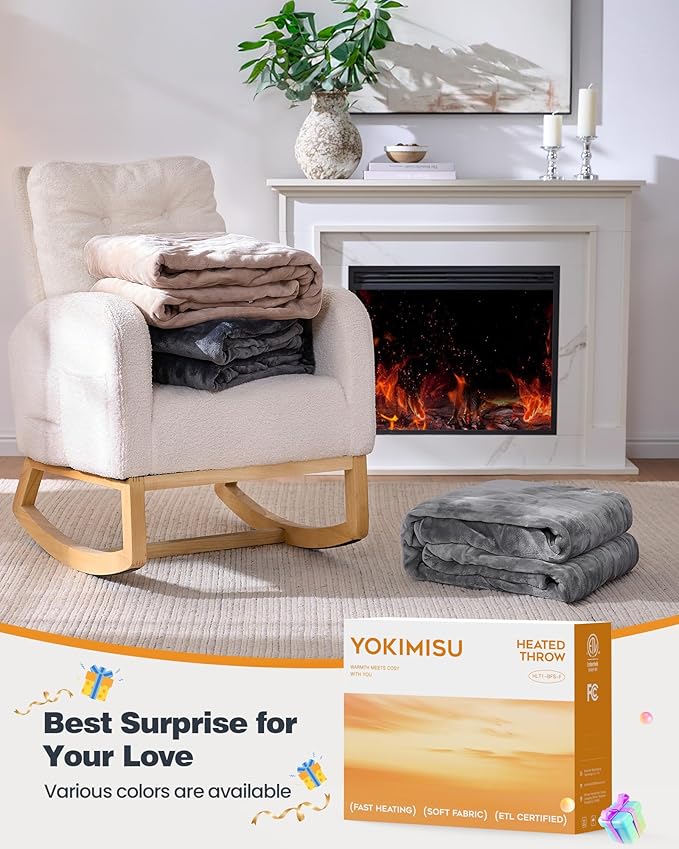 Heated Electric Blanket King- Super Soft Heating Blanket, Dual Control & 9 Heat Settings, 10 Hours Auto Off, Soft Flannel to Sherpa, Fast Heating Electric Throw, Machine Washable, 90 x 100''- Grey