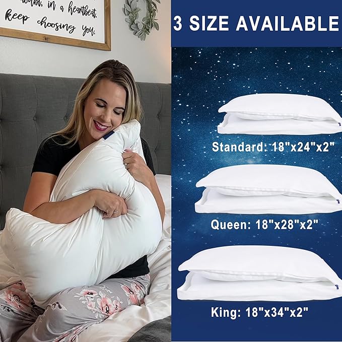ACCURATEX Fluffy Pillow Cover, 100% Cotton Shell Filled with Down Alternative, Revive Old Flat Pillows, L Shaped Zipper Pillow Protector for Queen Size Pillow, Removable & Machine Washable