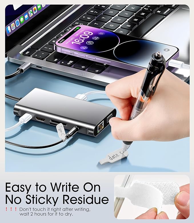 32Pcs Nearockle Cable Labels and Silicone Cable Ties Cable Management Set, Reusable 16 Cable Ties+16 Cord Labels for Electronics, Travel Home Office Desk Wire Organization (White)